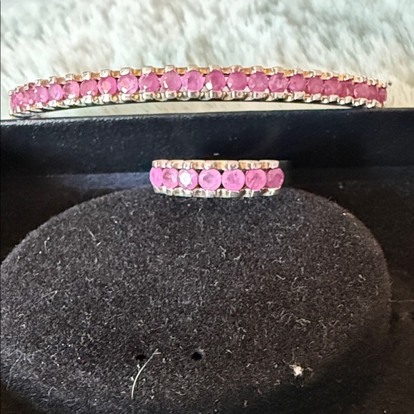 Sterling Silver semi-precious gemstone Bracelet and Ring Set - Picture 2 of 12